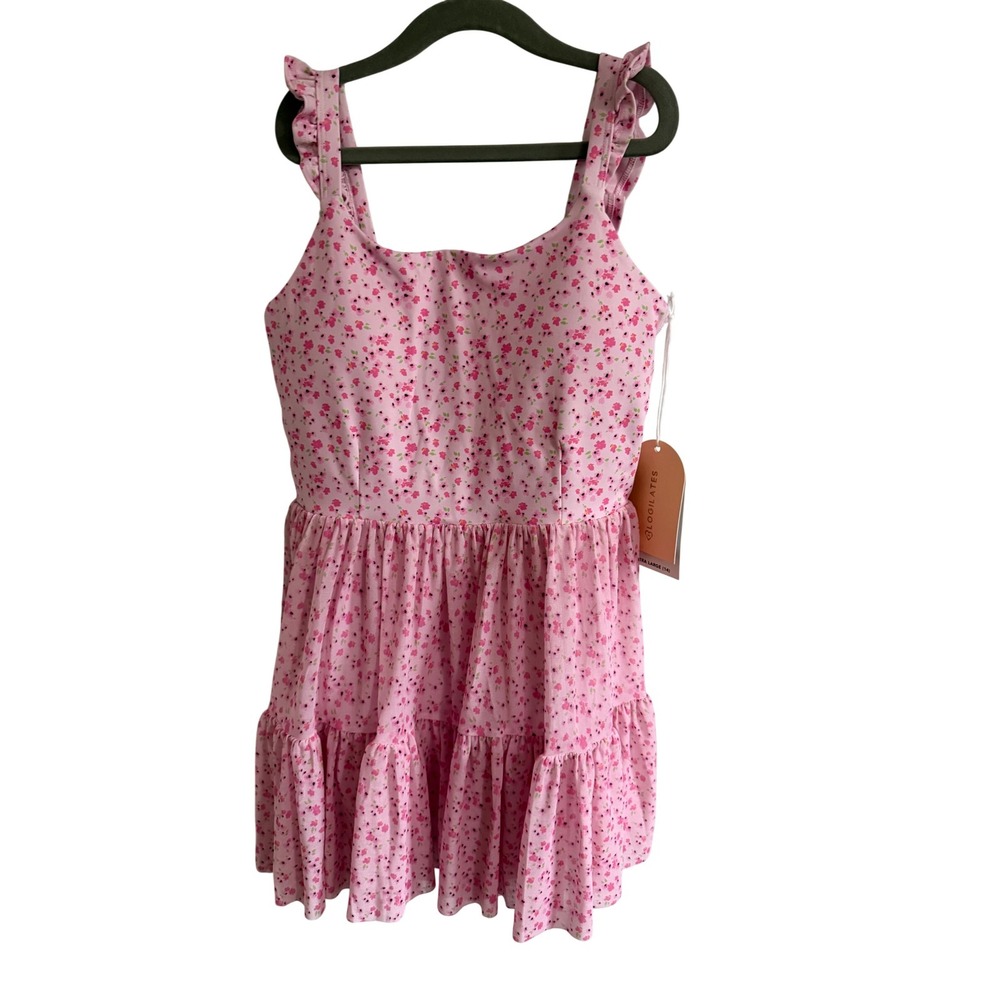Blogilates Girls Ballerina Ruffle Dress Pink Floral  XL 14 Active Skort Dress